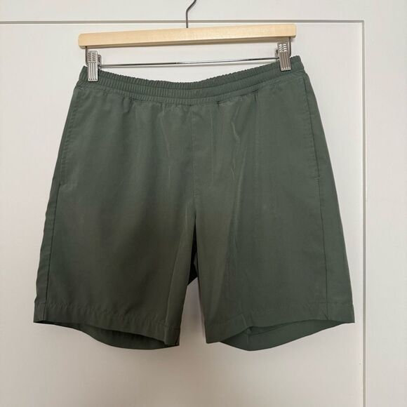 J Crew Flex Shorts 7'' Mens Size S Green Pull On Elastic Waist Polyester Beach - Picture 1 of 11
